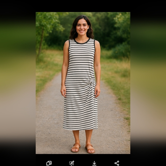 Just Be Black and White Striped Maxi Dress- Size Medium - Picture 1 of 4
